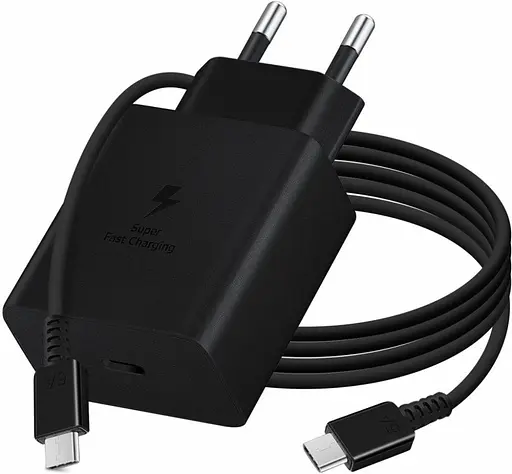 Сетевой зарядный комплект Samsung 45W Compact Power Adapter (EP-T4510XBE) блок с кабелем C to C черный - фото 1