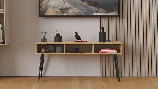 Тумба під телевізор Кентуккі Ferrum-decor 45x139x38 Чорний метал ДСП Дуб Артізан 16 мм (FRD-106734)