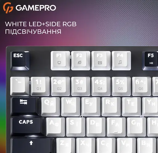 Клавіатура ігрова механічна GamePro MK-144-B Hot-Swap Outemu Red Switch USB Black-White - фото 15