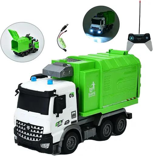 Мусоровоз на радіокеруванні, 28 см, 1:14, світло, USB, YJ-117-1-2 (В асортименті)