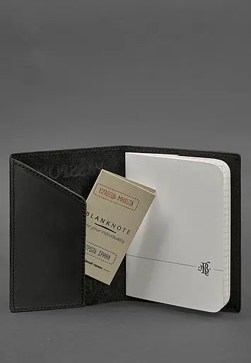 Кожаная обложка для паспорта с украинским гербом черная - фото 4