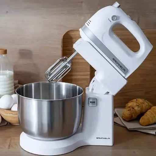 Стаціонарний ручний міксер Grunhelm GRM662B 500 Вт 3.5 л 5 швидкостей із металевою чашею Білий - фото 6