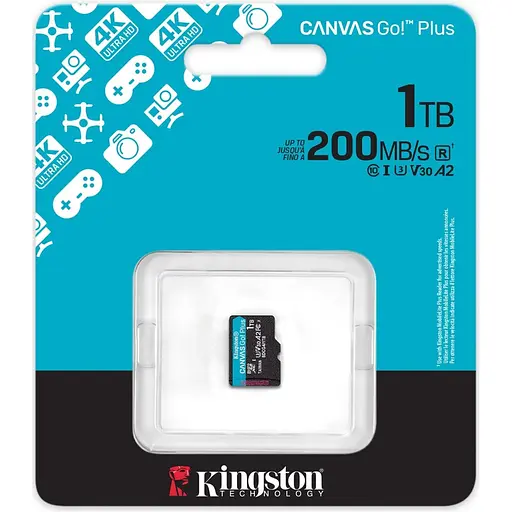 Карта памяти Kingston microSDXC Canvas Go! Plus 1TB Class 10 UHS-I U3 V30 A2 (SDCG4/1TBSP) (139174) - фото 6