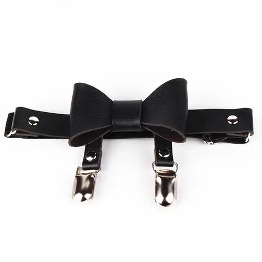 Гартер на 2 ноги з підв'язками для панчох і бантиком 2 шт Чорний - фото 1