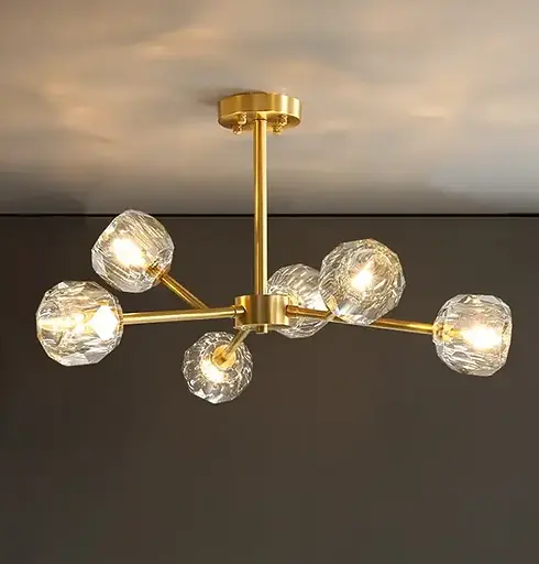 Светодиодная люстра Диамант 8611 (Золотая) на 6 плафонов