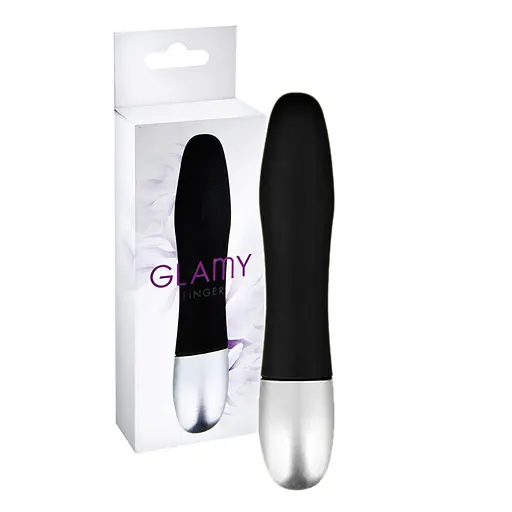 Міні-вібратор Glamy Finger 11 см (чорний) - фото 4