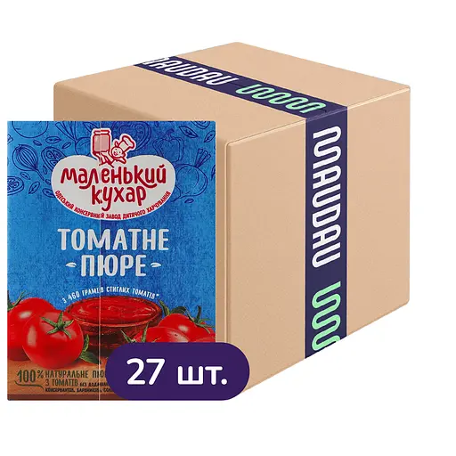 Упаковка томатного пюре Маленький кухар 10% 5.67 кг (210 г х 27 шт.) - фото 1