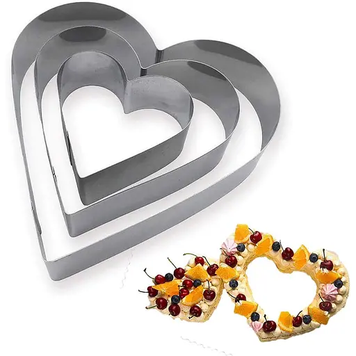Набір металевих форм кілець для десертів, тістечок, випічки тортів у формі сердець 20х19 см (висота 8 см), Господар Сріблястий 87047 - фото 6