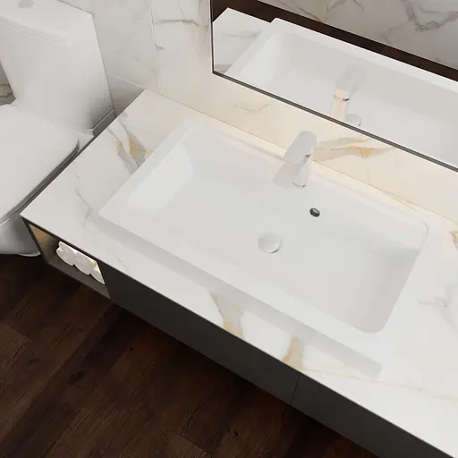 Раковина матова врізна Amidicon Pandora 80 800x430 з литого каменю PANDORA_80_MAT, Білий матовий - фото 8