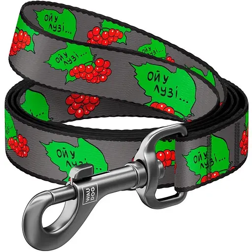 Повідець для собак Waudog Nylon нейлоновий, малюнок "Калина", розмір L-ХХL
