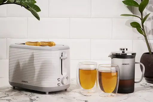 Тостер Ardesto White stripes T-F17WG 930 Вт пластик білий+сірий - фото 2