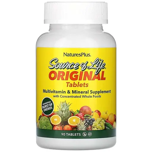 Витаминно-минеральный комплекс Natures Plus Source of Life Multi-Vitamin & Mineral, 90 таблеток - фото 1