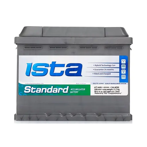 Акумулятор автомобільний Ista Standard 60Ah Ев (-/+) (540EN)