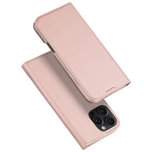 Чехол-книжка Dux Ducis с карманом для визиток для Apple iPhone 16 Pro 6.3 Rose Gold