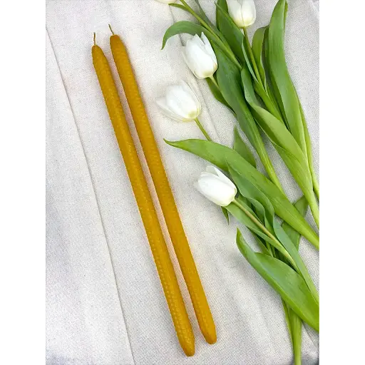 Набор Пасхальная свеча из вощины 2 шт. из натурального пчелиного воска (42х2,5 см)