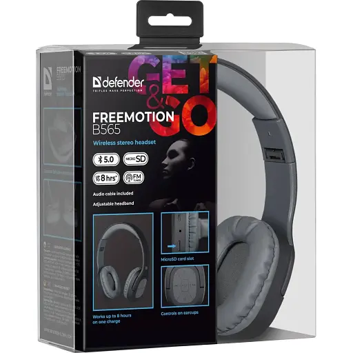 Гарнитура Defender FreeMotion B565 Bluetooth+35 мм Black-Gray - фото 6