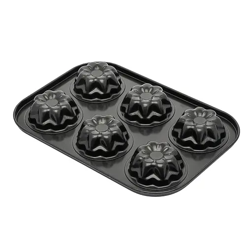 Форма для выпечки кексов и маффинов на 6 ячеек с антипригарным покрытием "Цветы №4" 26.5х18.5х2.8 см, A-plus Черный 85662 - фото 7