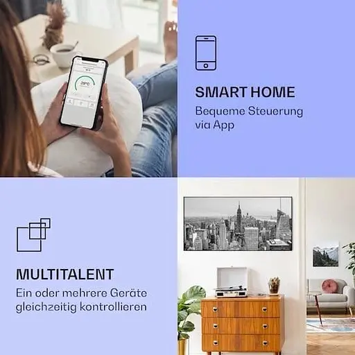 Инфракрасный обогреватель Klarstein Wonderwall air art Нью-Йорк умный до 14 м² (10037927) - фото 5