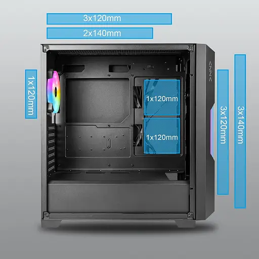 Корпус AZZA GUARDIAN GLASS черный (CSAZ-520BG) без блока питания - фото 11