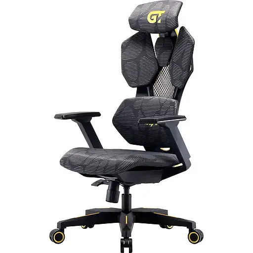 Геймерское кресло GT Racer серое с желтым (X-6002 Battle Gray/Yellow) - фото 1