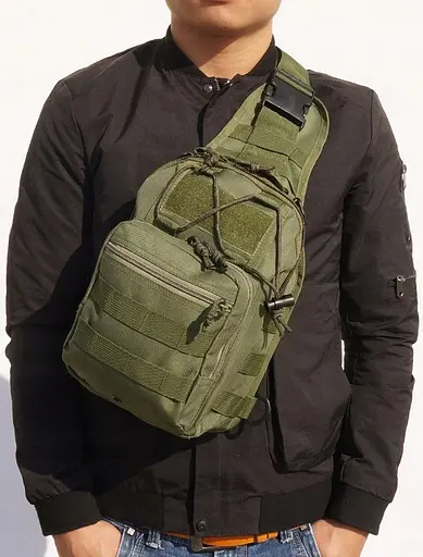 Тактична сумка слінг Nobrand Green Tactical через плече sum0028815 - фото 2