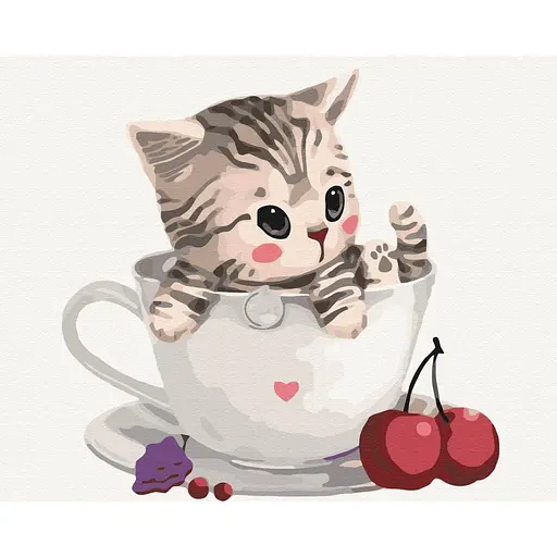 Картина за номерами Котик у чашці Brushme 40x50 см різнокольорова 000221393