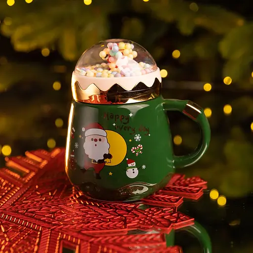 Чашка порцелянова Happy Every Day 400 мл зелений Yiwu FM-CS-41A - фото 2