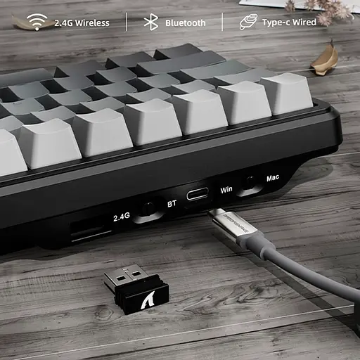 Игровая механическая клавиатура Attack Shark X66 / 60% / Три режима подключения / Strawberry Switch / Black - фото 5