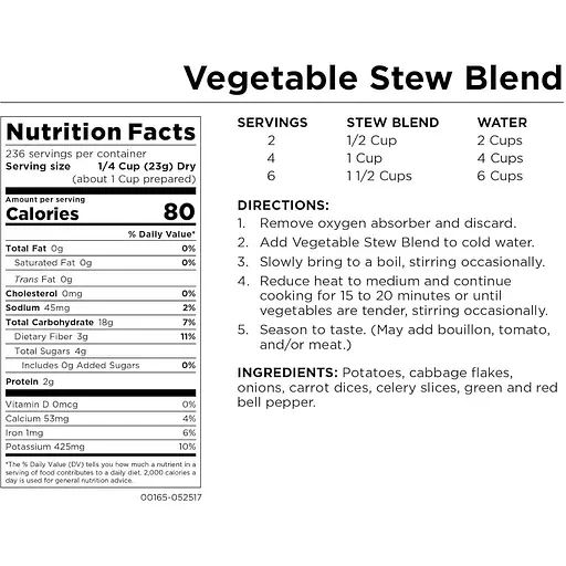 Сублимированная смесь тушеных овощей Augason Farms 236 порций, 25 лет срок хранения - фото 3