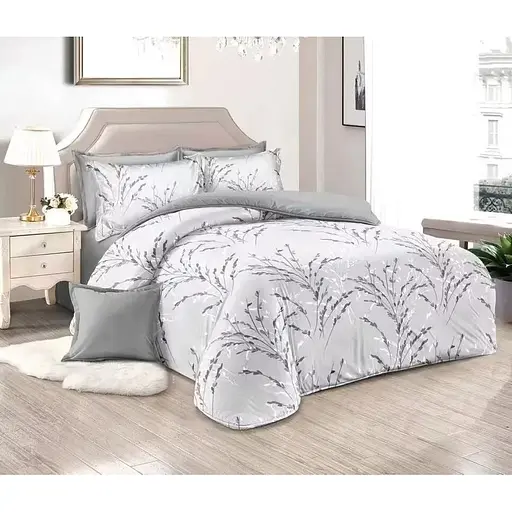 Комплект постільної білизни Soho Lounge Fiori Silver Євро 200x230 см сірий (A130120)