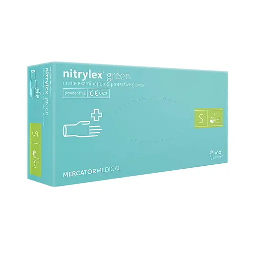 Рукавички Меркатор Медікаль Nitrilex Basic   нітрилові оглядові нестерильні неприпудрені зелені 100шт/упр S 