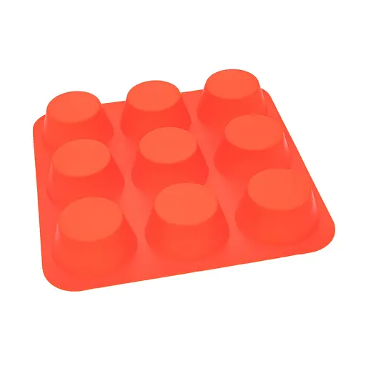 Форма силіконова на планшеті для випікання кексів та маффінів на 9 комірок 24.5х24.5х3.5 см, Profsil Помаранчевий 87151 - фото 2