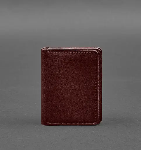 Кожаная обложка для водительского удостоверения, ID и пластиковых карт 2.0 бордовая - фото 1