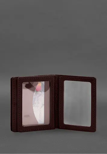 Кожаная обложка для водительского удостоверения, ID и пластиковых карт 2.1 бордовая - фото 9