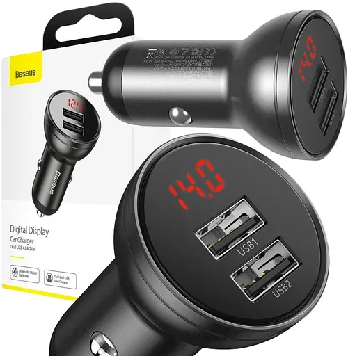 Автокомпонент зарядний і кабель 3-в-1 Baseus Digital Display 24 W 2 usb TZCCBX-0G - фото 8