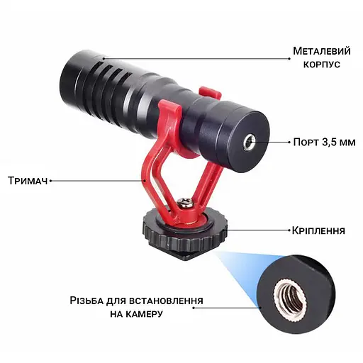 Направленный микрофон для телефона, камеры, фотоаппарата Savetek М100, кардиоидный, с ветрозащитой (100796) - фото 4
