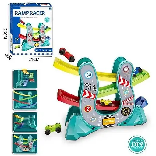 Трек 61 T 44 с 4 уровнями для машинок 96 элементов с подсветкой и звуковыми эффектами - фото 2