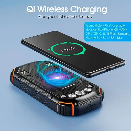 Внешний аккумулятор с солнечной панелью Solar power bank 20000 mAh PN-W23 15W Qi - фото 2