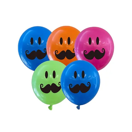 Шарик воздушный латексный с принтом (30 см, 5 шт.) Усы