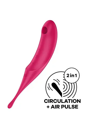 Вакуумний стимулятор клітора з вібрацією Satisfyer Twirling Pro червоний - фото 6
