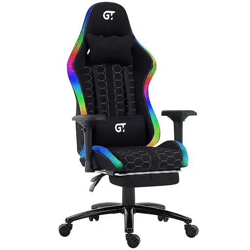 Геймерское кресло GT Racer черное с подсветкой (X-2462 Fabric Black) - фото 1