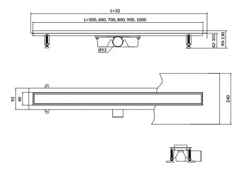 Трап душевой с двухсторонней решеткой Cersanit Tako 60 см 30412 - фото 2