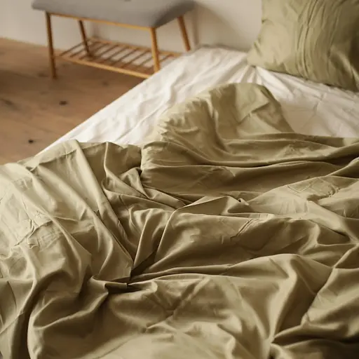 Комплект постельного белья Honey сатин 100% хлопок золотистый оливковый - двуспальный - фото 4