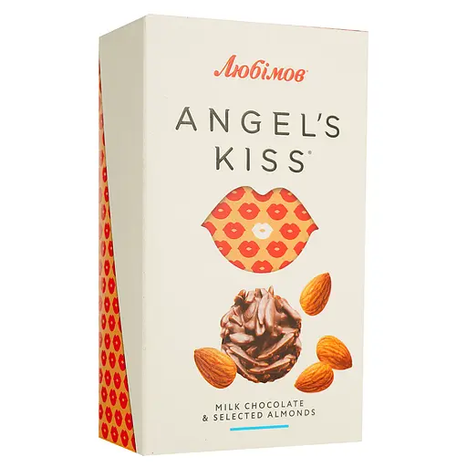 Цукерки шоколадні Любімов Angel's kiss молочні з мигдалем 100 г