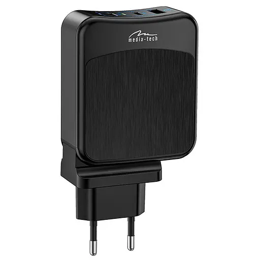 Зарядний пристрій 3xUSB 65W 2xUSB-C,USB-A PD QC 3.0, чорний Media-Tech