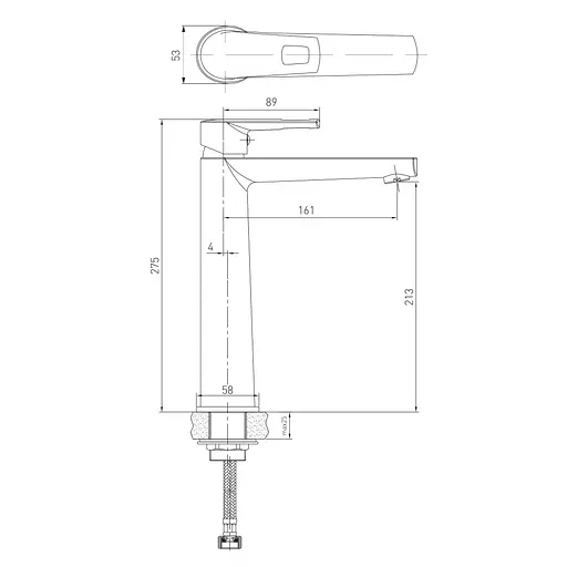 Смеситель для умывальника высокий Volle Solar 35 мм хром 1530.010201 Хром - фото 2