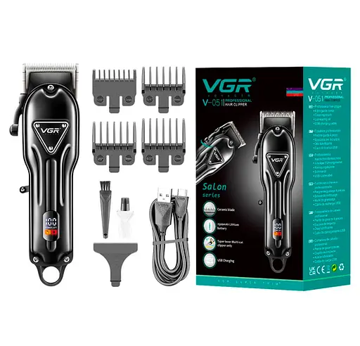 Машинка для стрижки акумуляторна VGR V-051 2500 mAh LED дисплей (4 насадки) - фото 3