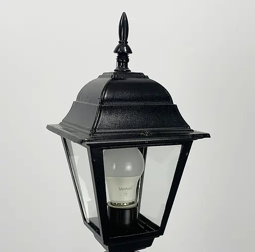 Вуличний ліхтар в чорному корпусі з прозорим склом на ніжці Line.F 9030 BK S/S - фото 2