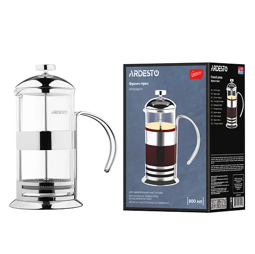 Френч-пресс Ardesto Gemini Asti 800 мл нержавеющая сталь стекло - фото 3