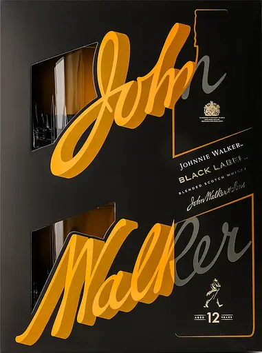 Виски Johnnie Walker Black label Blended Scotch Whisky, 40%, 0,7 л + 2 стакана - фото 3